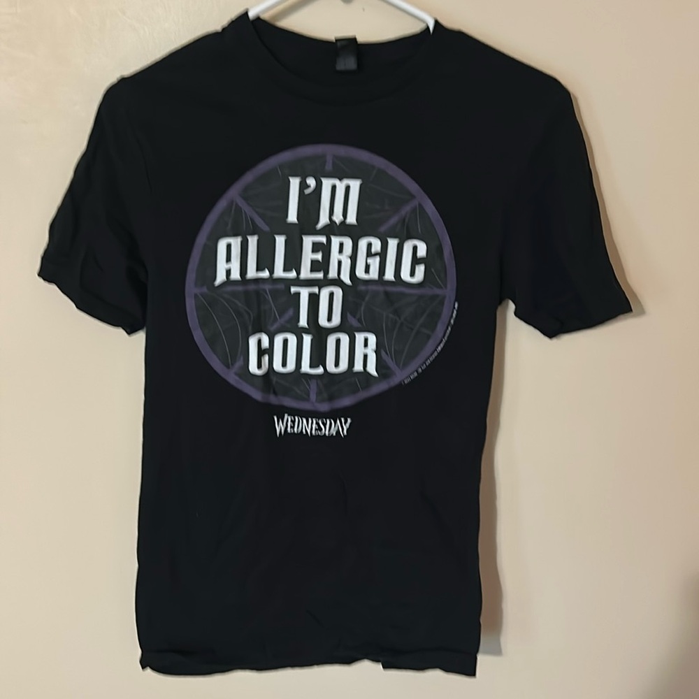 Wednesday Adams Shirt Allergic To Color Black Size S